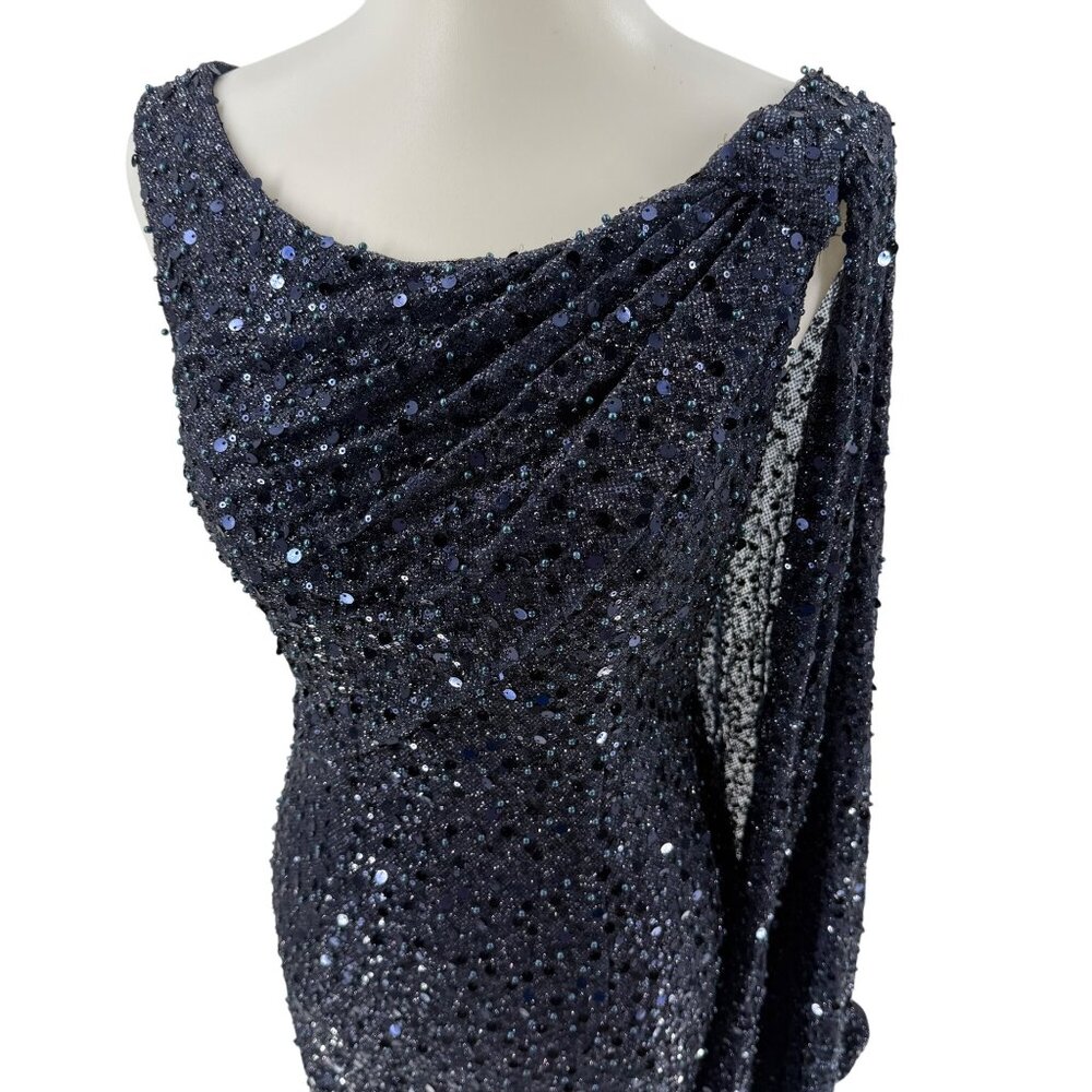 Alyce Paris 27772 - Elegant Scoop Neck Beaded Tulle Gown, Midnight - Picture 7 of 13